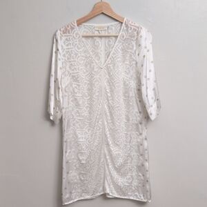Johnny Was Rayon/Silk Burnout White Tunic